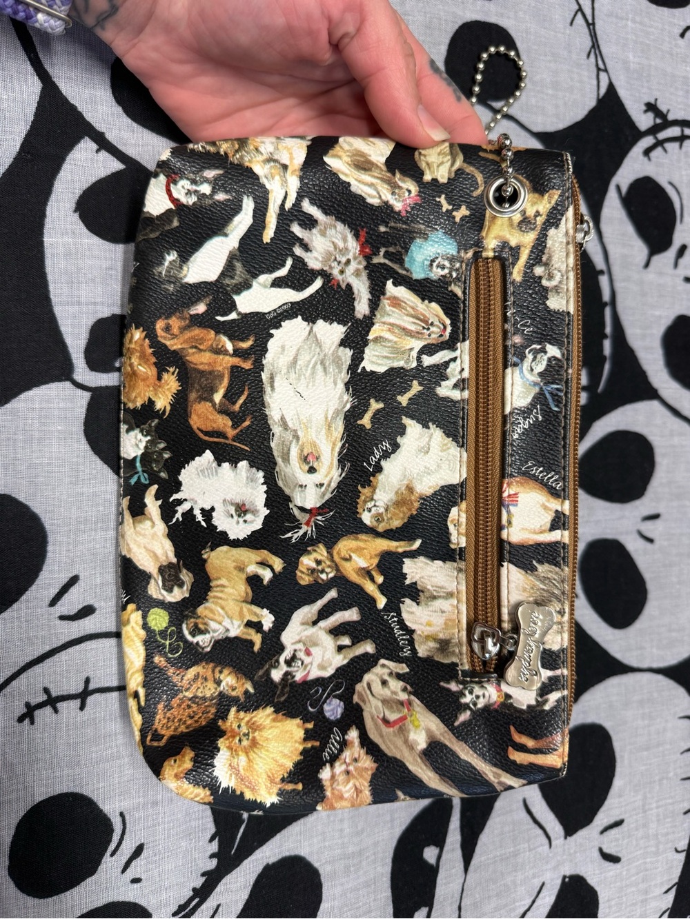 Sydney Love Black Multicolor Dog Print Small Pet Carrier Pouch
